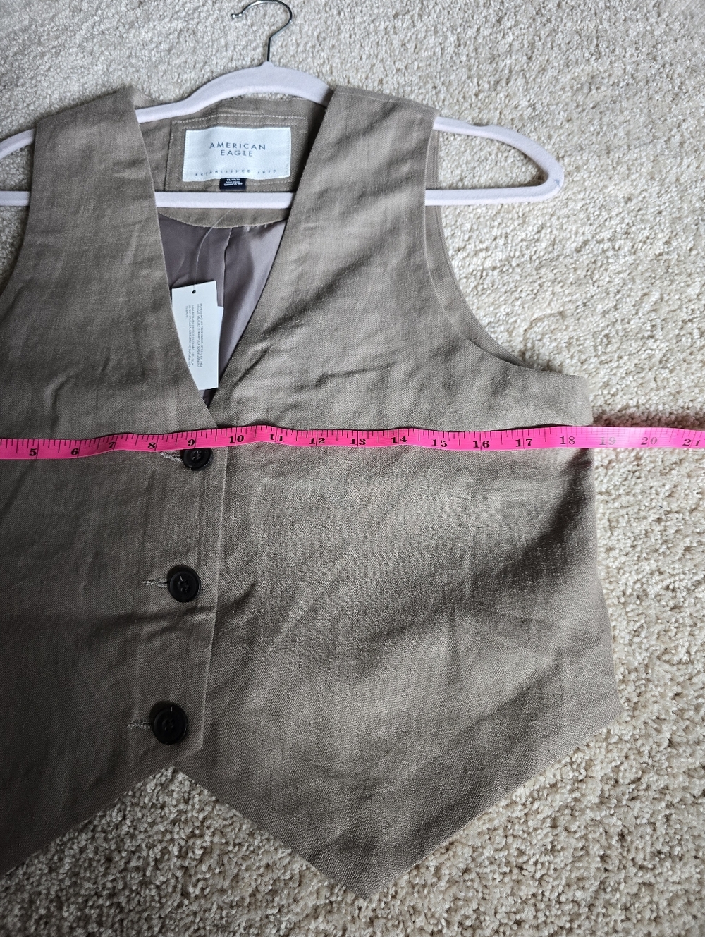 New American Eagle Linen Blend Tan Womens Vest Size M - Picture 7 of 9